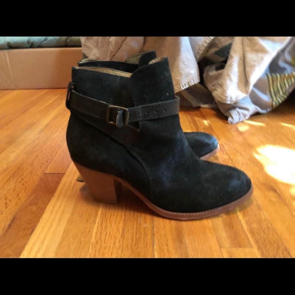 Black Suede Heeled Ankle Boots by Hudson London